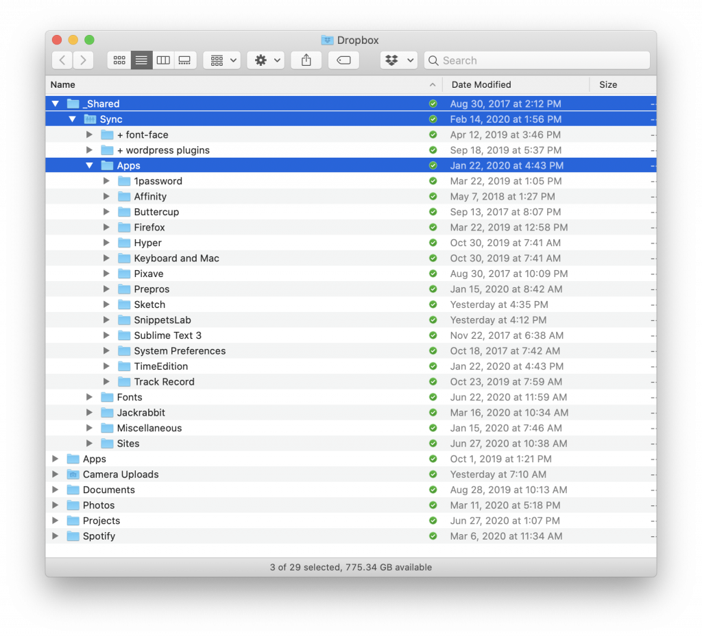 sharing a folder in dropbox for mac